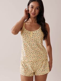 La Vie En Rose - Ditsy Floral Print Ribbed Cami Top