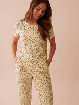 La Vie En Rose - Ditsy Floral Print Ribbed T-Shirt