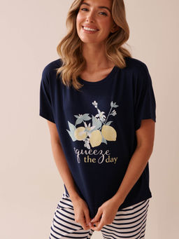 La Vie En Rose - Lemon Print Super Soft Loose Fit T-Shirt