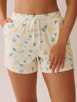 La Vie En Rose - Lemon Print Super Soft Bermuda Pajama Shorts