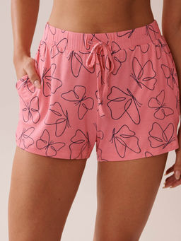 La Vie En Rose - Butterfly Print Soft Jersey Pajama Shorts