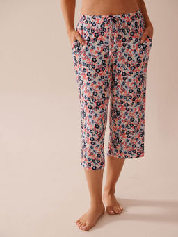 La Vie En Rose - Ditsy Floral Print Soft Jersey Pajama Capris