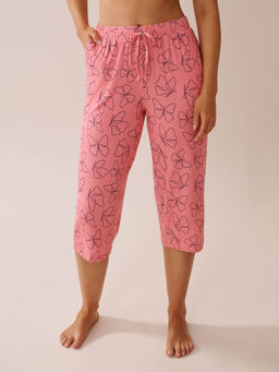 La Vie En Rose - Butterfly Print Soft Jersey Pajama Capris