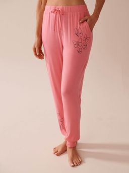 La Vie En Rose - Butterfly Print Soft Jersey Jogger Pyjama