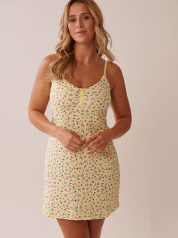 La Vie En Rose - Ditsy Floral Print Ribbed Nightie