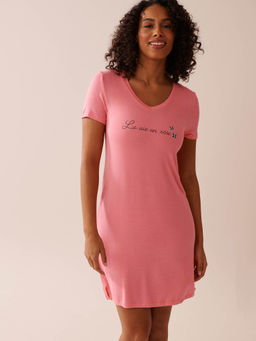 La Vie En Rose - Butterfly Print Soft Jersey Short Sleeve Sleepshirt