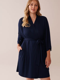 La Vie En Rose - Lace Trim Ribbed Jersey Kimono