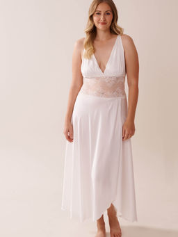 La Vie En Rose - Satin and Lace Plunge Nightie