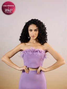 RSVP by Nykaa Fashion - Lilac Tube Neck Feather Crop Top