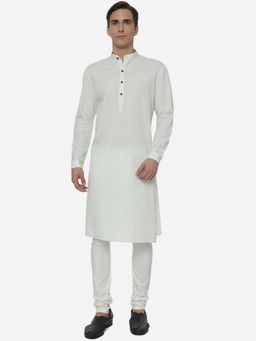 JB Studio - Men Green Cotton Regular Fit Solid Modi Kurta