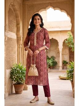 Aurelia - Maroon Floral Printed Kurta