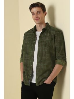 Allen Solly - Green Cotton Checks Full Sleeves Shirt