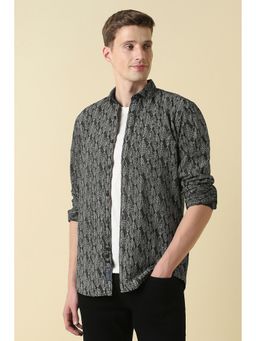 Allen Solly - Black Cotton Printed Full Sleeves Shirt