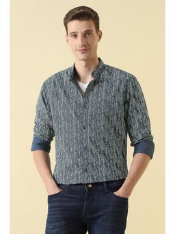 Allen Solly - Green Cotton Printed Full Sleeves Shirt