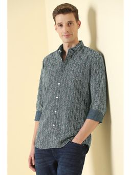 Allen Solly - Green Cotton Printed Full Sleeves Shirt