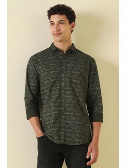 Allen Solly - Green Cotton Printed Full Sleeves Shirt