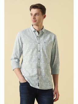 Allen Solly - Grey Cotton Printed Full Sleeves Shirt
