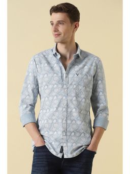 Allen Solly - Blue Cotton Printed Full Sleeves Shirt