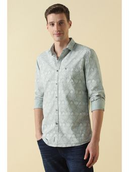Allen Solly - Grey Cotton Printed Full Sleeves Shirt