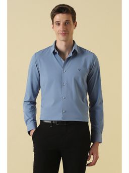 Allen Solly - Blue Polyester Solid Full Sleeves Shirt