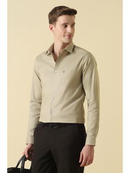Allen Solly - Khaki Cotton Blend Solid Full Sleeves Shirt