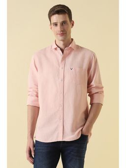Allen Solly - Peach Cotton Linen Solid Full Sleeves Shirt
