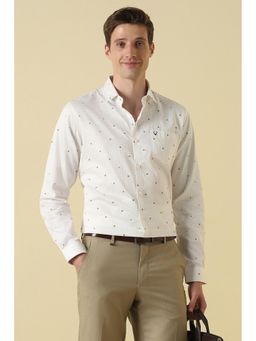Allen Solly - White Cotton Printed Full Sleeves Shirt