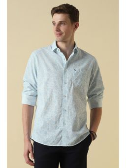 Allen Solly - Blue Cotton Printed Full Sleeves Shirt