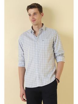 Allen Solly - Grey Cotton Checks Full Sleeves Shirt