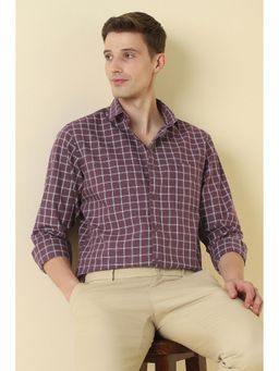 Allen Solly - Purple Cotton Checks Full Sleeves Shirt