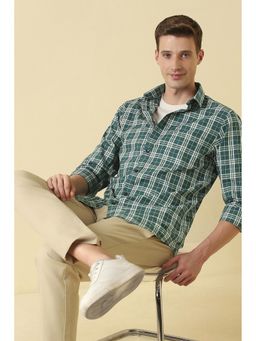 Allen Solly - Green Cotton Checks Full Sleeves Shirt