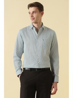 Allen Solly - Blue Cotton Printed Full Sleeves Shirt