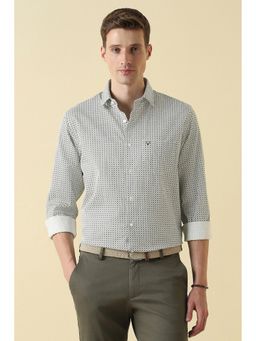 Allen Solly - Green Cotton Printed Full Sleeves Shirt
