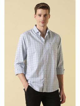 Allen Solly - Blue Cotton Checks Full Sleeves Shirt