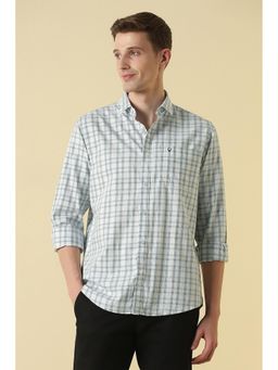 Allen Solly - White Cotton Checks Full Sleeves Shirt