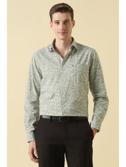 Allen Solly - Olive Cotton Printed Full Sleeves Shirt