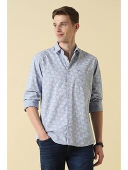Allen Solly - Blue Cotton Printed Full Sleeves Shirt