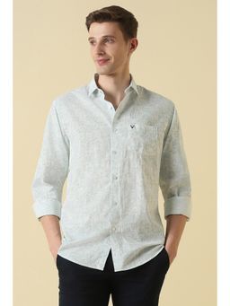Allen Solly - White Cotton Printed Full Sleeves Shirt
