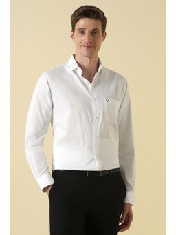 Allen Solly - White Cotton Textured Full Sleeves Shirt