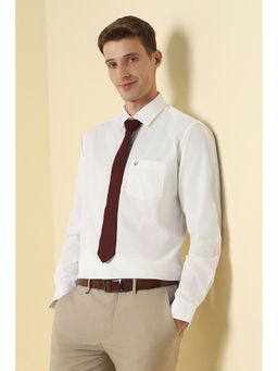 Allen Solly - White Cotton Textured Full Sleeves Shirt