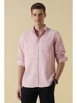 Allen Solly - Pink Cotton Blend Textured Full Sleeves Shirt