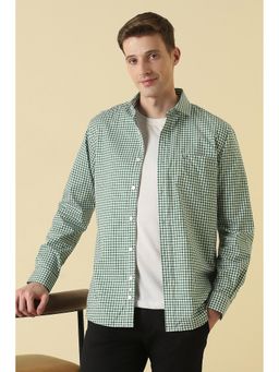 Allen Solly - Green Cotton Checks Full Sleeves Shirt