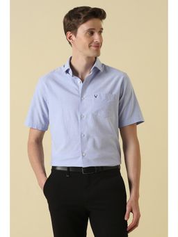 Allen Solly - Blue Cotton Solid Half Sleeves Shirt