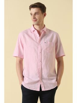 Allen Solly - Pink Cotton Blend Solid Half Sleeves Shirt