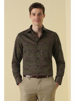 Allen Solly - Black Cotton Printed Full Sleeves Shirt