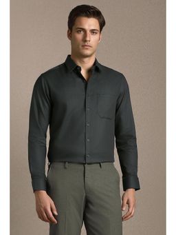 Louis Philippe - Black Cotton Textured Full Sleeves Shirt