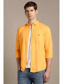 Louis Philippe - Yellow Cotton Solid Full Sleeves Shirt