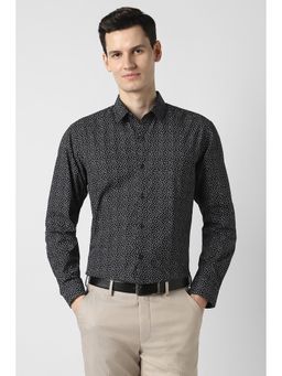 Peter England - Black Cotton Printed Full Sleeves Shirt