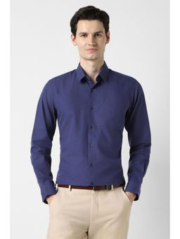 Peter England - Purple Cotton Blend Textured Full Sleeves Shirt
