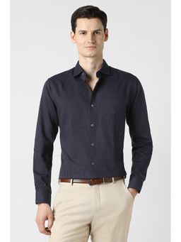 Peter England - Black Cotton Textured Full Sleeves Shirt